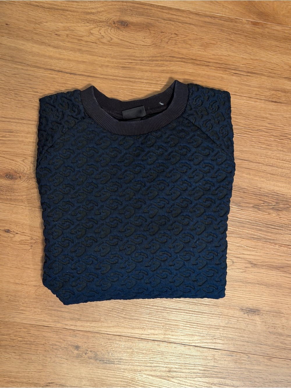 H&M Textured Navy Crewneck Sweatshirt
